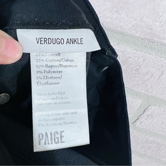 PAIGE Verdugo Ankle Skinny Jeans in Coated Faux Leather Black Silk Wash Size 26 - Picture 8 of 9